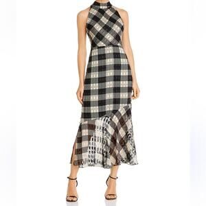Sam Edelman Black Plaid Halter Midi Dress size 6